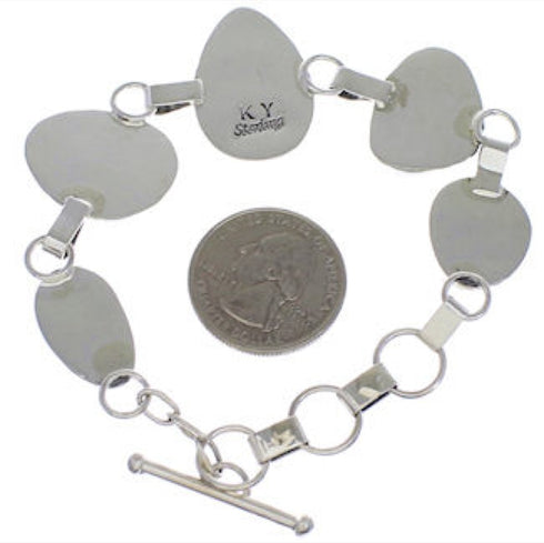 Turquoise Jewelry Southwestern Sterling Silver Link Bracelet EX23988