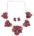 Red Oyster Shell Southwest Link Necklace And Earrings Set EX32907