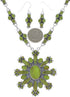 Southwest Turquoise Jewelry Link Necklace And Earrings Set EX32972