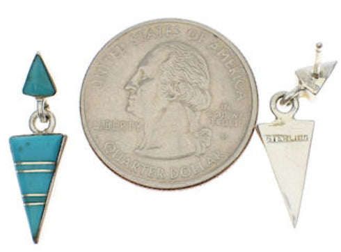 Turquoise Southwestern Silver Post Dangle Earrings Jewelry PX24565