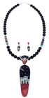 Silver Multicolor Necklace Pendant Earrings Set PX35187