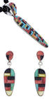 Southwestern Multicolor Pendant Necklace And Earrings Set PX35250