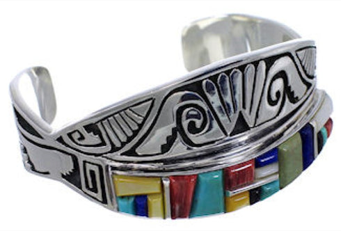Multicolor Inlay Sterling Silver Jewelry Southwest Bracelet FX27909