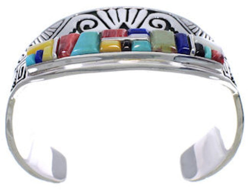 Multicolor Inlay Sterling Silver Jewelry Southwest Bracelet FX27909