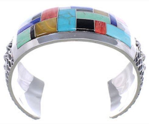 Multicolor Inlay Jewelry Sterling Silver Southwest Bracelet FX27903