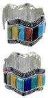 Southwest Multicolor Inlay Sterling Silver Cuff Bracelet FX27894
