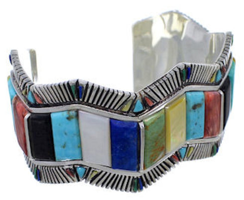 Multicolor Sterling Silver Southwest Cuff Bracelet FX27897