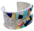Multicolor Inlay Dragonfly Sterling Silver Cuff Bracelet FX27159