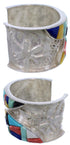 Multicolor Inlay Dragonfly Sterling Silver Cuff Bracelet FX27159