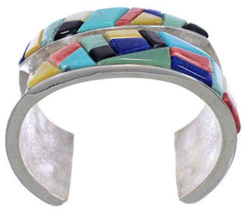 Multicolor Inlay Dragonfly Sterling Silver Cuff Bracelet FX27159