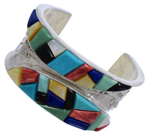 Dragonfly Sterling Silver Multicolor Southwest Cuff Bracelet FX27174