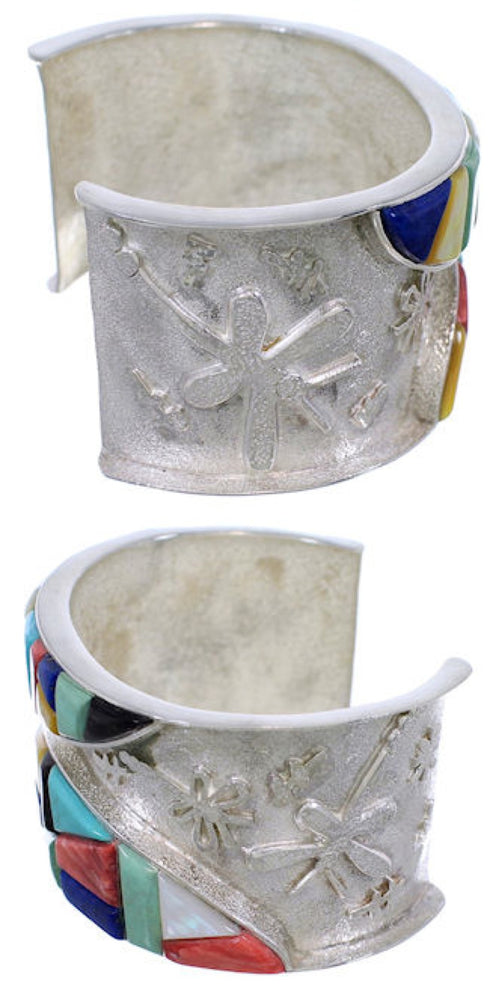 Dragonfly Sterling Silver Multicolor Southwest Cuff Bracelet FX27174