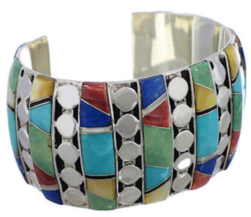 Multicolor Southwest Sterling Silver Cuff Bracelet FX27184