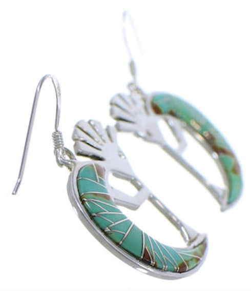 Sterling Silver And Turquoise Kokopelli Hook Dangle Earrings PX32334