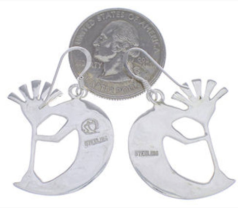 Sterling Silver And Turquoise Kokopelli Hook Dangle Earrings PX32334