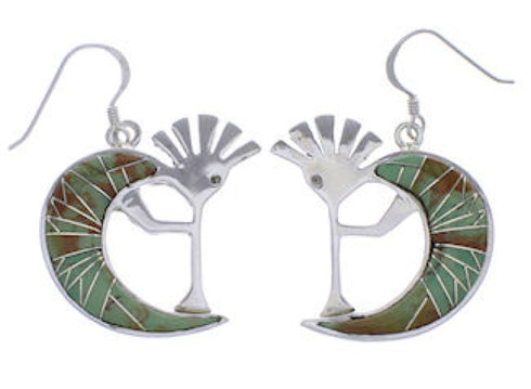 Silver Jewelry Kokopelli Turquoise Hook Dangle Earrings PX32342