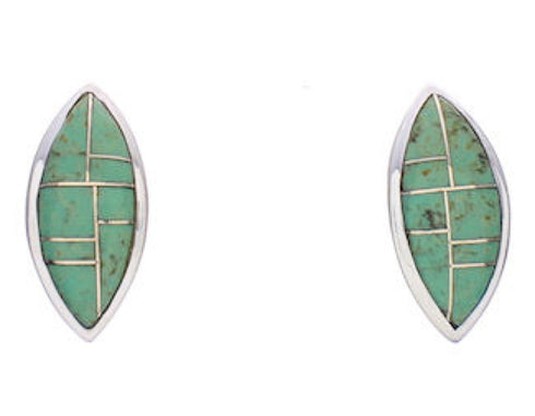 Southwest Jewelry Turquoise Inlay And Silver Post Earrings PX32404