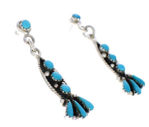 Southwest Turquoise Sterling Silver Post Dangle Earrings PX32565