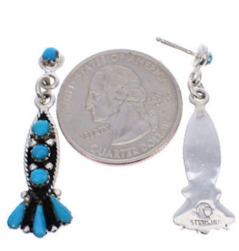 Southwest Turquoise Sterling Silver Post Dangle Earrings PX32565