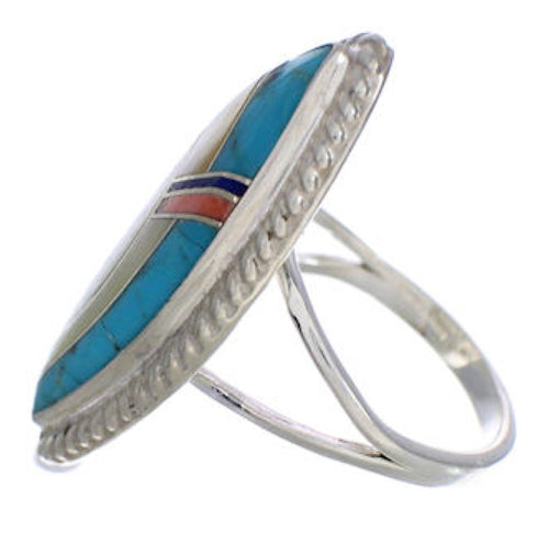 Authentic Sterling Silver Multicolor Jewelry Ring Size 7-1/2 UX33824