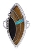 Genuine Sterling Silver Multicolor Inlay Ring Size 4-3/4 UX33880