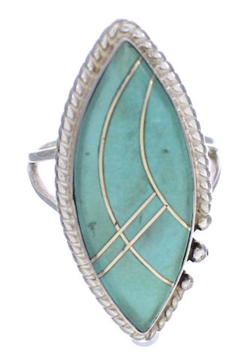 Sterling Silver Turquoise Inlay Southwest Ring Size 5-1/4 UX33910