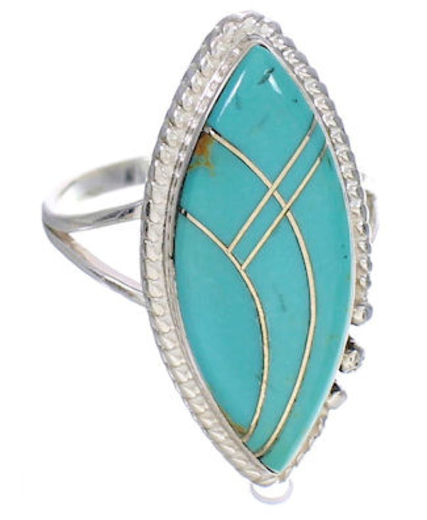 Sterling Silver Turquoise Inlay Southwest Ring Size 4-3/4 UX33922