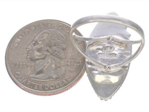 Authentic Sterling Silver And Turquoise Inlay Ring Size 5-1/4 UX33923