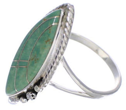 Genuine Sterling Silver Turquoise Inlay Ring Size 8-3/4 UX33941