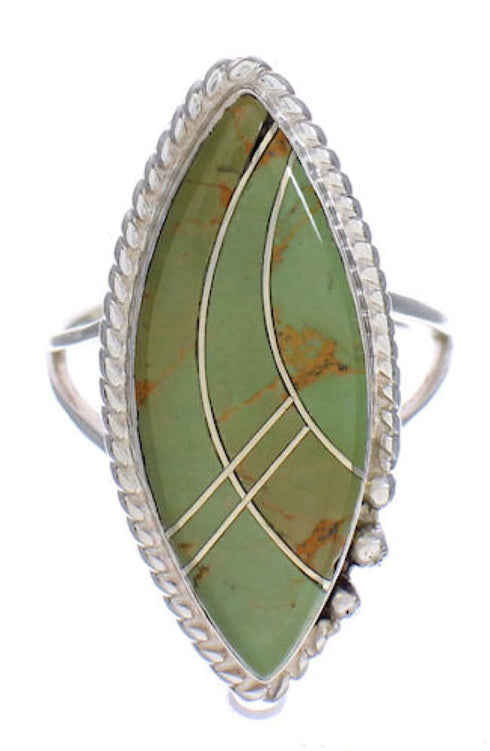 Sterling Silver And Turquoise Inlay Southwest Ring Size 5-1/4 UX33945