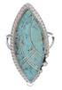 Turquoise Inlay Sterling Silver Jewelry Ring Size 7-3/4 UX33971