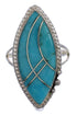 Southwest Sterling Silver Turquoise Inlay Ring Size 6-3/4 UX33974