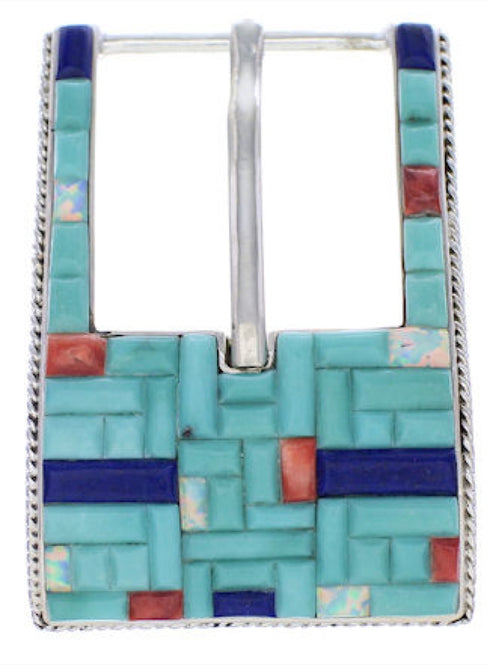 Silver Multicolor Inlay Ranger Belt Buckle PX38023