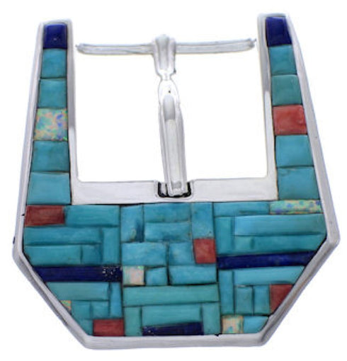Southwest Multicolor Sterling Silver Ranger Belt Buckle PX38032