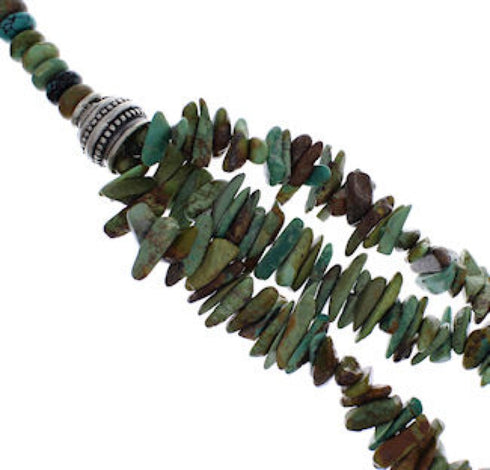 Native American 3-Strand Turquoise And Silver Bead Necklace EX32999