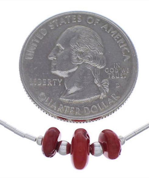 Coral And Liquid Silver Bead Necklace EX33083