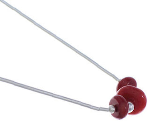 Coral And Liquid Silver Bead Necklace EX33083