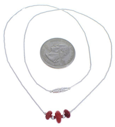 Coral And Liquid Silver Bead Necklace EX33083