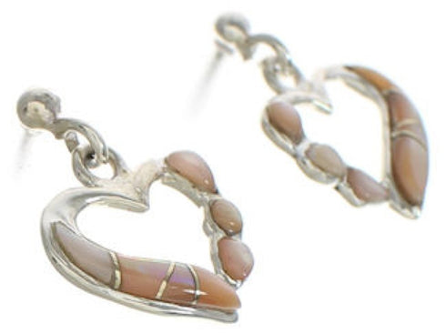 Pink Shell Sterling Silver Heart Earrings PX24238