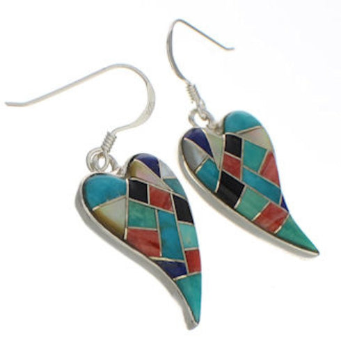 Multicolor Heart Sterling Silver Hook Dangle Earrings PX24298