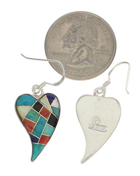 Multicolor Heart Sterling Silver Hook Dangle Earrings PX24298
