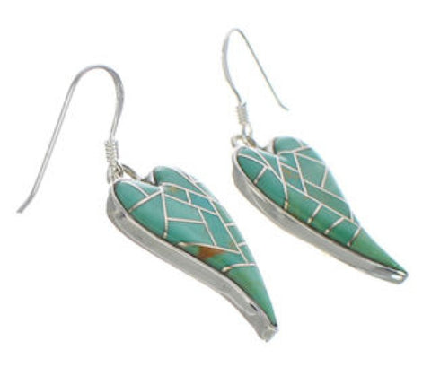 Heart Silver Turquoise Hook Dangle Earrings PX24302