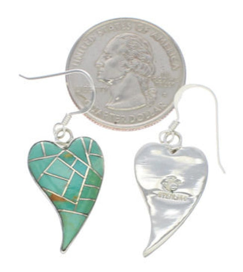Heart Silver Turquoise Hook Dangle Earrings PX24302