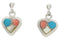 Sterling Silver Turquoise Multicolor Heart Earrings PX24328