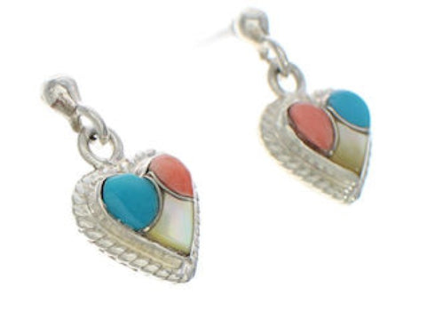 Sterling Silver Turquoise Multicolor Heart Earrings PX24328
