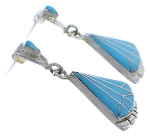 Turquoise Inlay Southwest Silver Earrings EX31796