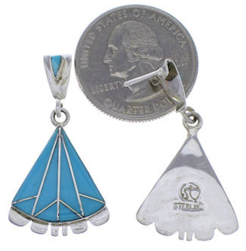 Turquoise Inlay Southwest Silver Earrings EX31796