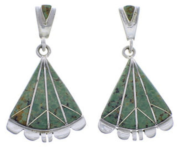 Southwest Silver And Turquoise Inlay Earrings EX31801