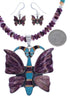 Silver Multicolor Butterfly Necklace Pendant Earrings Set PX34638