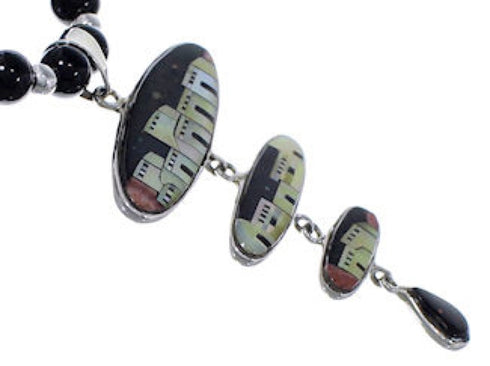 Silver And Multicolor Native American Pueblo Design Necklace PX34931